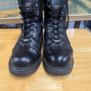 Milwaukee MB408 Accelerator Black Leather motorcycle Boots zip up sides size 12D